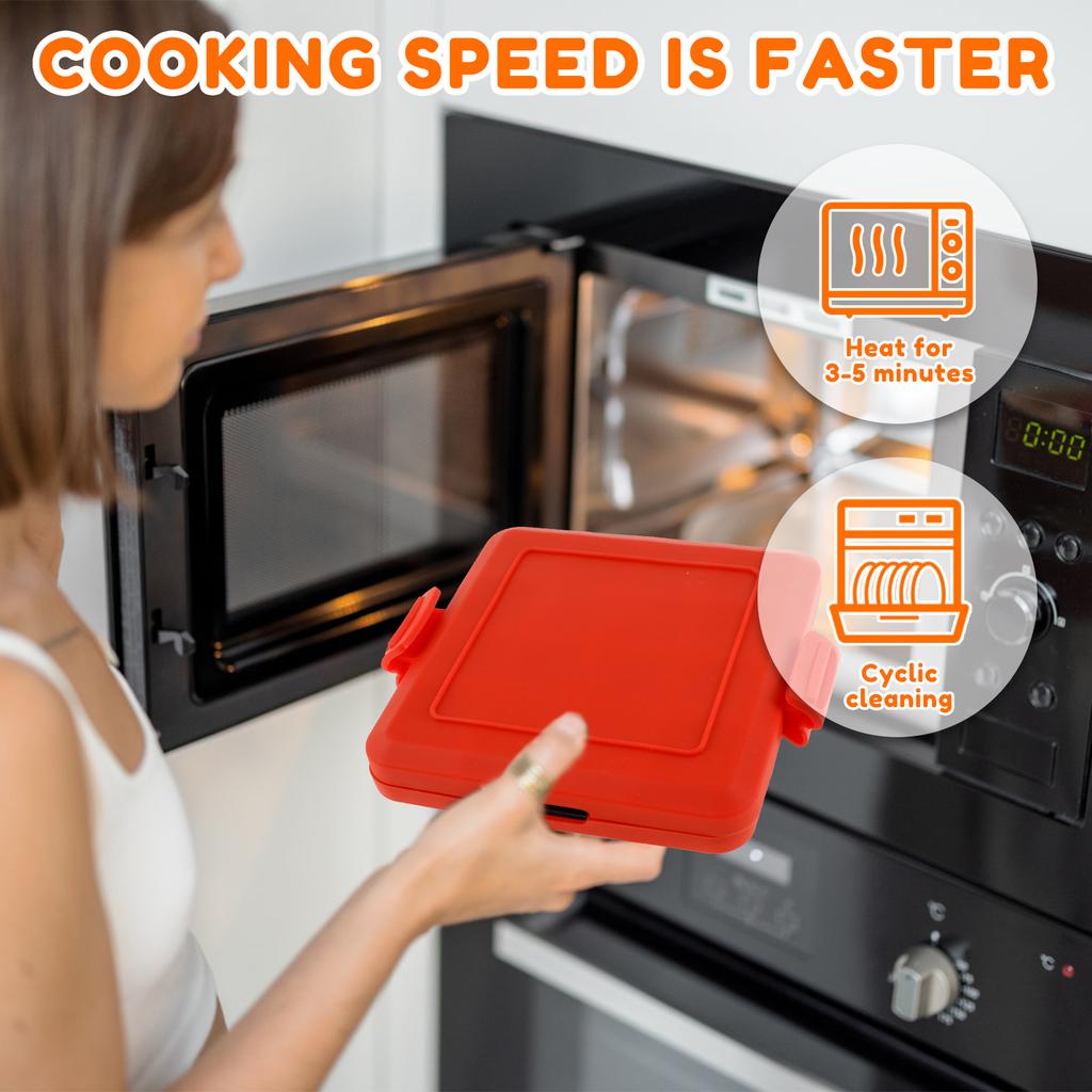 Mikrowellen-Toastie-Sandwichmaker mit verstellbaren Silikonbändern Kabelloser Toastie-Maker Antihaftbeschichtete Platte Sandwichmaker Hitzewelle