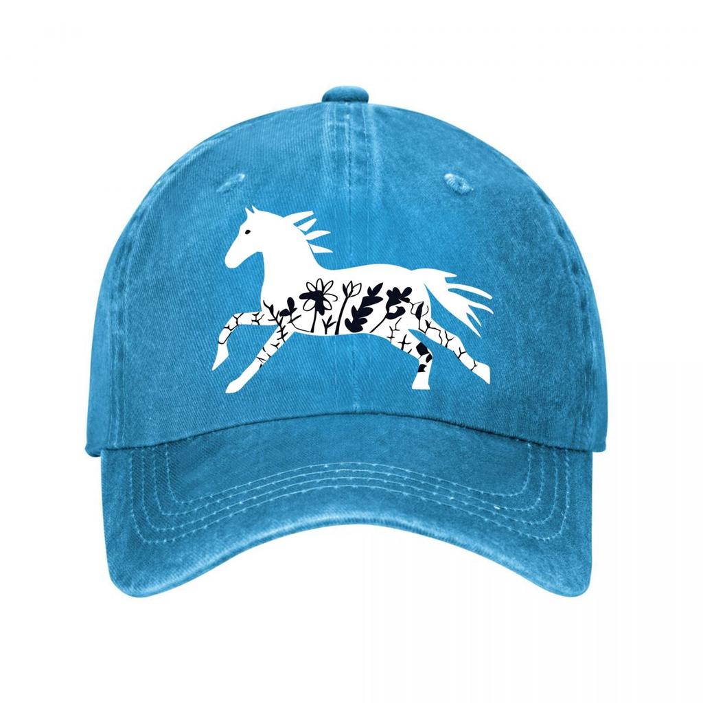 Retro Running Horse Unisex Adjustable Allseason Graphic Pattern Buckle Closure INFASHULE Washed Baseball Cap