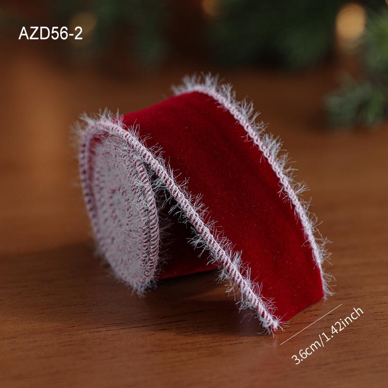Red Ribbon with White Velvet Trim Snowflake Print Christmas Bow Gift Ribbon Christmas Decoration