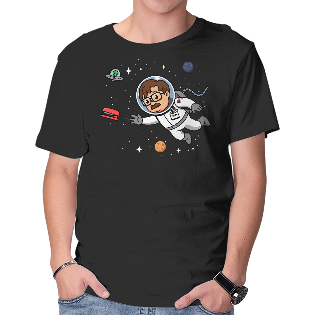 Unisex Crew Neck T-Shirt Outer Office Space Graphic Short Sleeve Casual Tee L