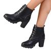 European and American low-heeled high-heeled boots autumn and winter thick-heeled waterproof table lace-up large-size Martin boots