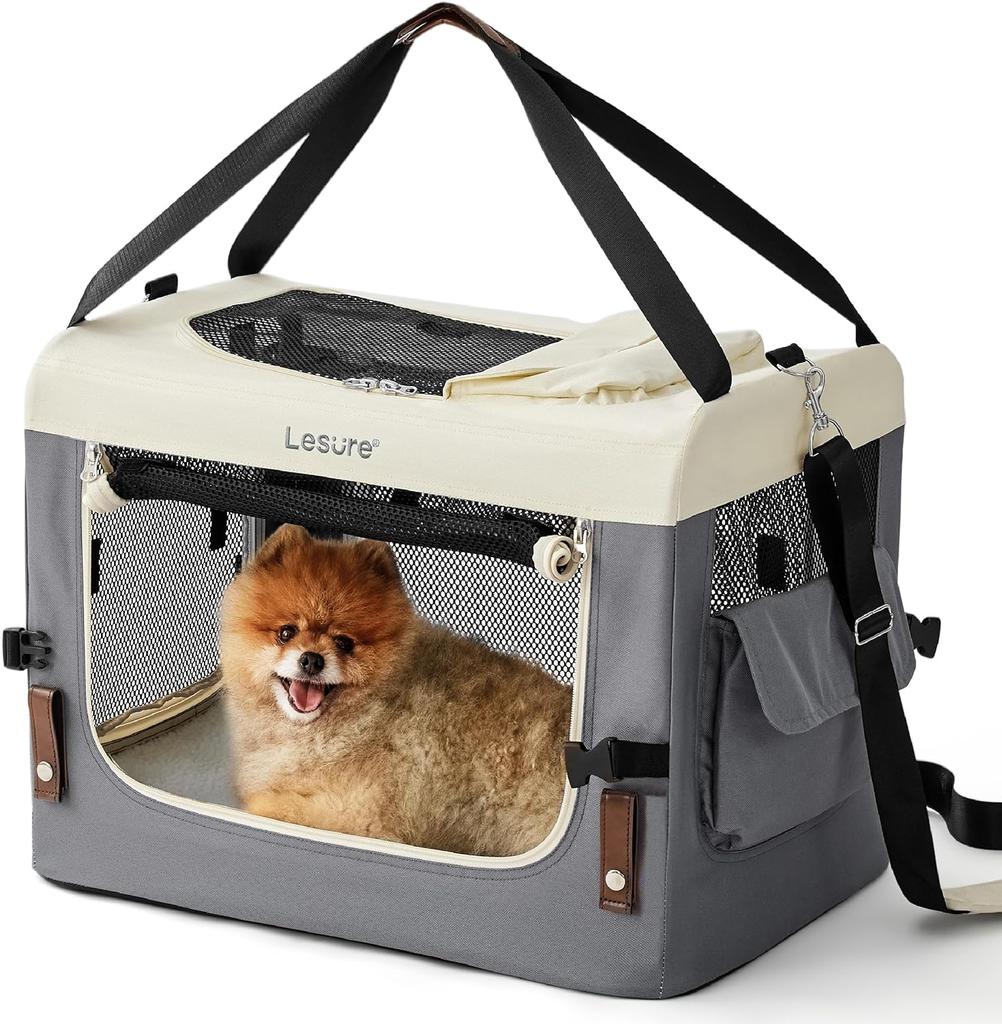Zusammenklappbare Reise-Hundebox für kleine Hunde, Tragbare weiche Haustierbox für Outdoor & Indoor, Faltbares Stoff-Hundegehege mit Griff