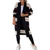 Maglione cardigan lavorato a maglia a righe lunghe da donna autunno e inverno