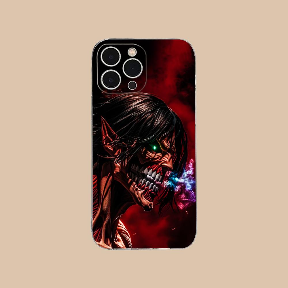 AOT Eren Yeager Clear TPU Mobile Case for iPhone 17 16 15 14 13 12 11 X XR XS Air Pro Max Plus Mini Colorful Cover