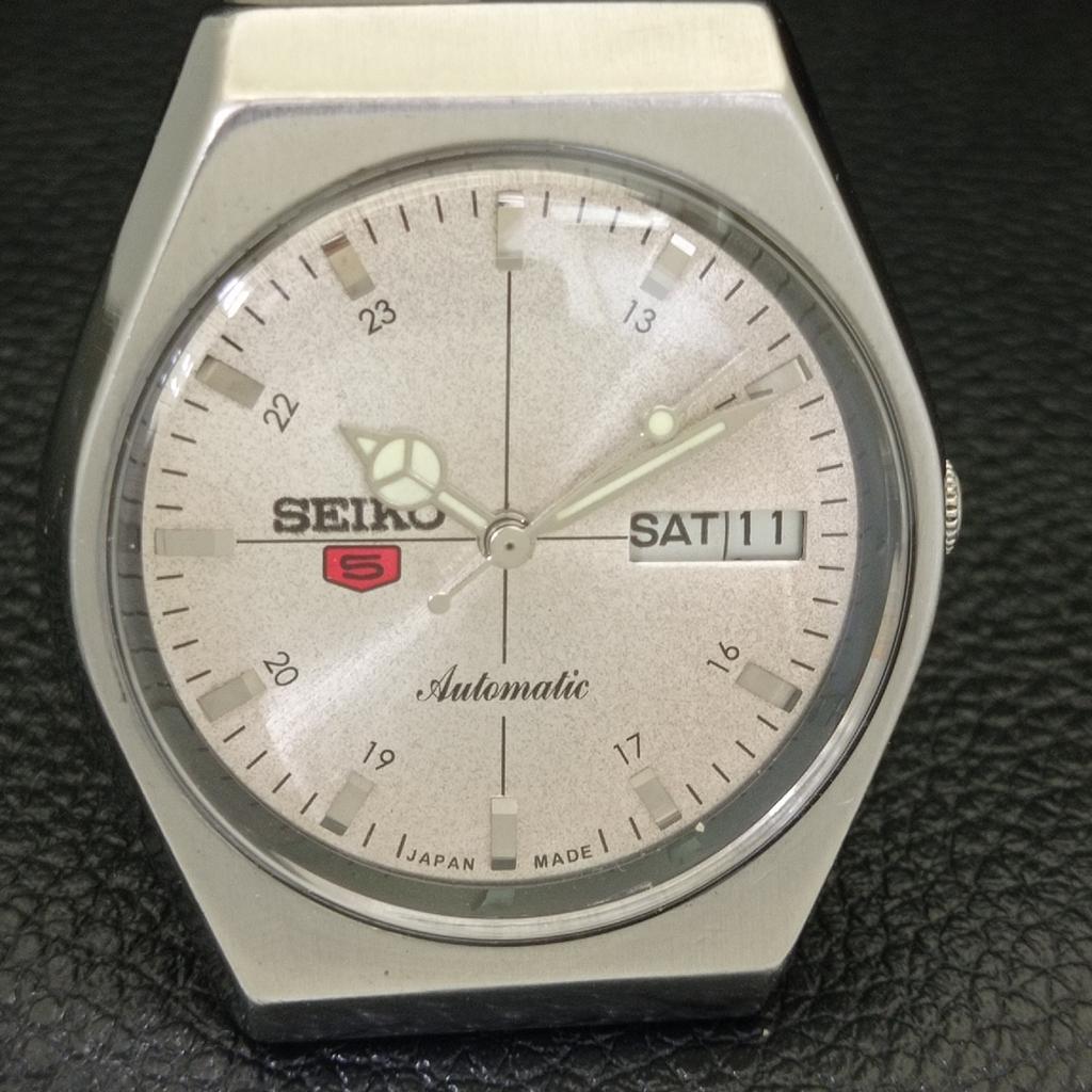 JAPAN VINTAGE SEIKO 5 AUTOMATIC 6309A MENS SILVER COLOR DIAL WATCH a701207-5 R206a-a701207