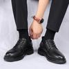 Fashion Casual thick soled men's leather shoes Fashionable outdoors  and versatile men's casual Classic Black shoes Casual Luxury