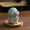 Cute Rabbit Ceramic Incense Holder Incense Stick Burner Bamboo Tray Home Decor Aromatherapy Ornament for Yoga Room Desk Gift