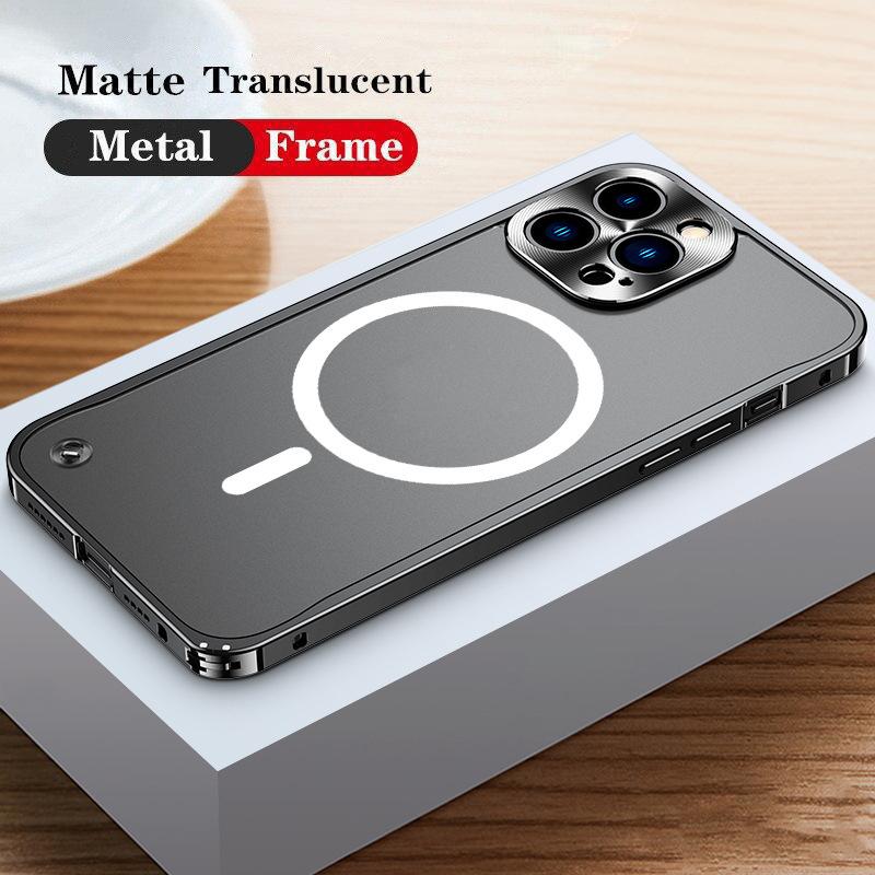 Custodia Magnetica Per IPhone 11 Pro Max (6,5") Con Design Opaco Metallizzato - Morbida, Antiurto, Con Protezione Fotocamera E Magnete Integrato Per MagSafe, Colore Lussuoso