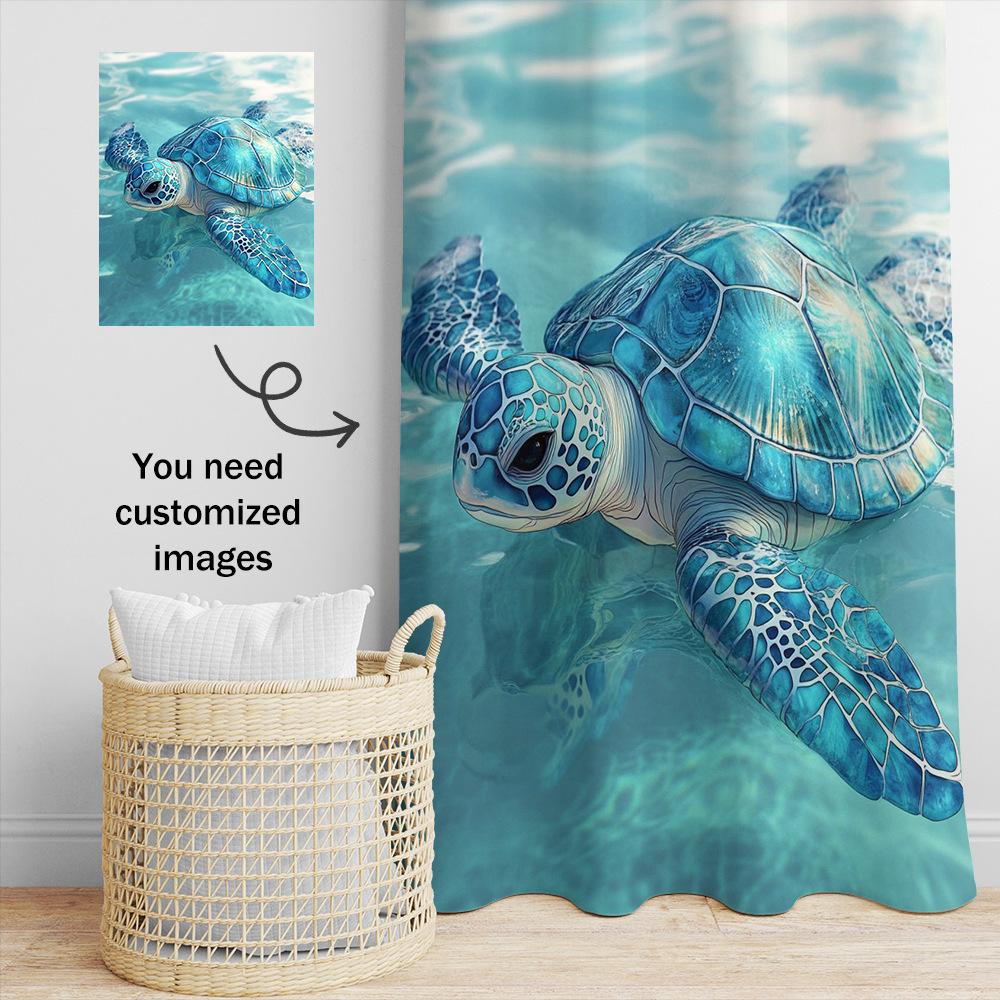 Relaxed Blue Sea Turtle Shower Curtain Washable Dirt-Resistant Shower Head Waterproof Polyester Bath Curtain For Home Decor