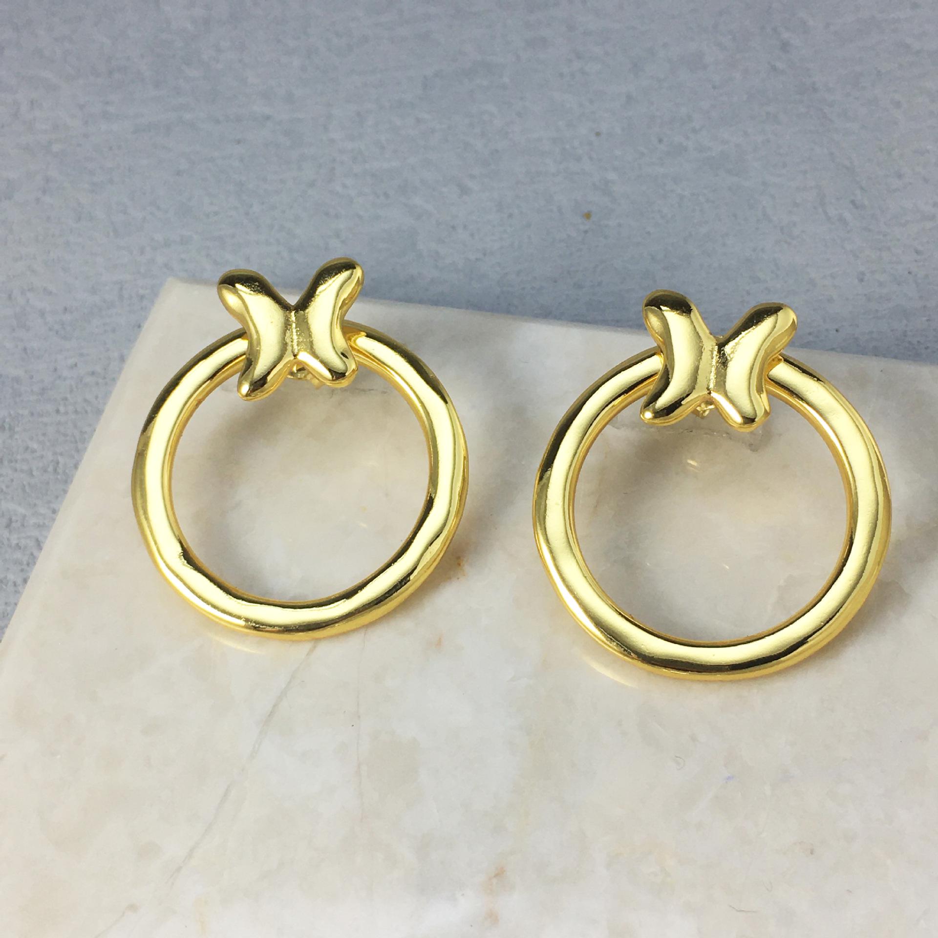 Unode50 Spain Butterfly Round Double-Wear Stud Earrings - High-End European  American Niche Design Jewelry