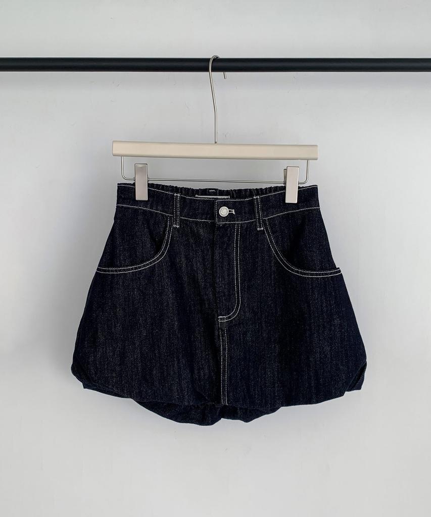 Baseukala Denim Balloon Mini Skirt