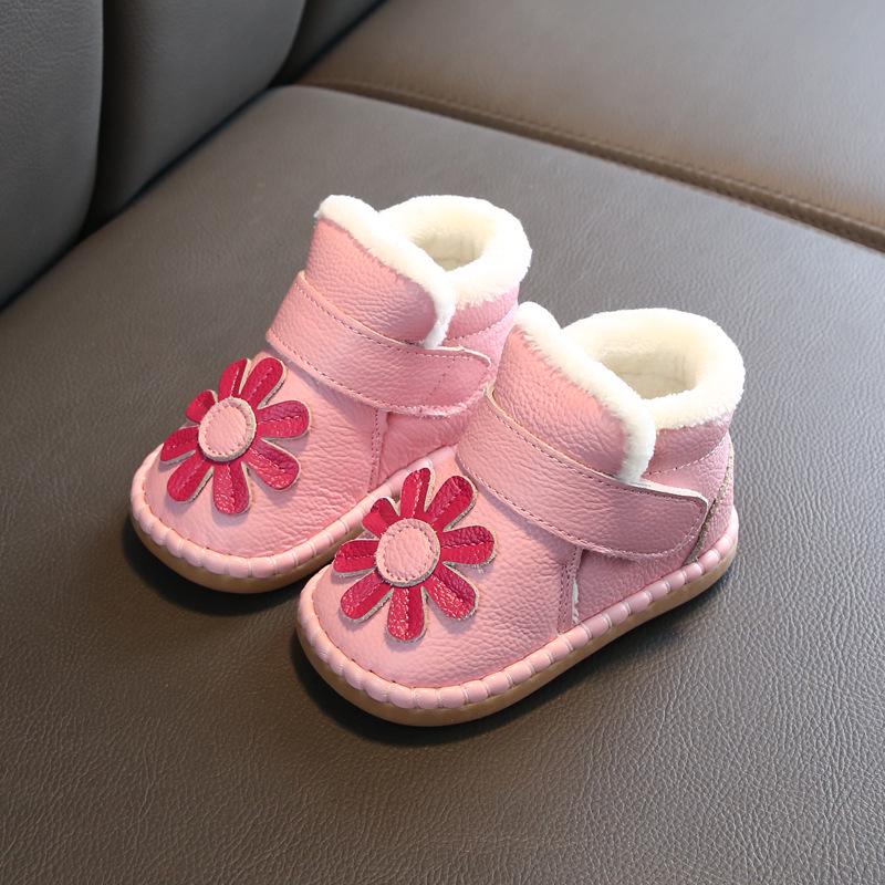 

Thick Fleece-Lined Infant Winter Cotton Shoes for Girls - First Walker Shoes for 1-Year-Old Size 21 / Inner length 14.5cm