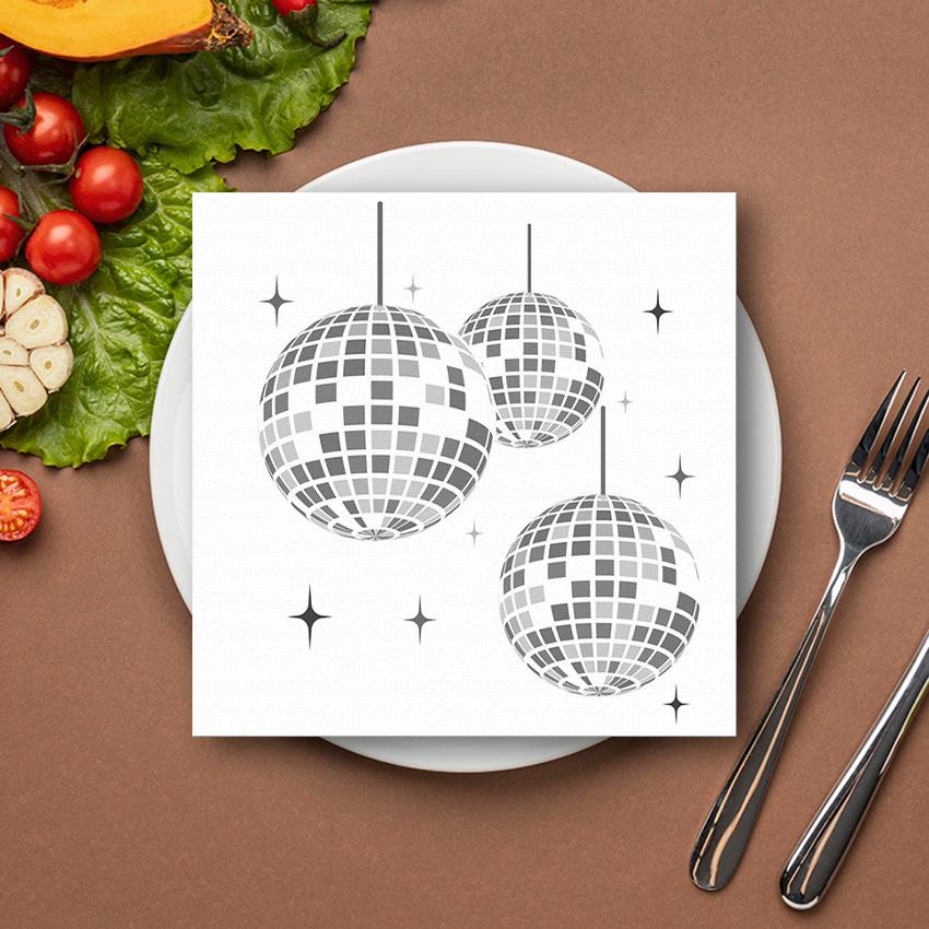 20/40pcs Disco Party Napkins - 2-Ply Premium Paper with Glittery Disco Ball & Stars Design for Weddings,Birthdays napkins paper