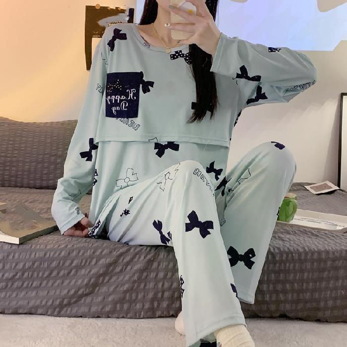 Women's Spring and Autumn Monthly Clothing Maternity Nursing Set Postpartum Comfortable Homewear