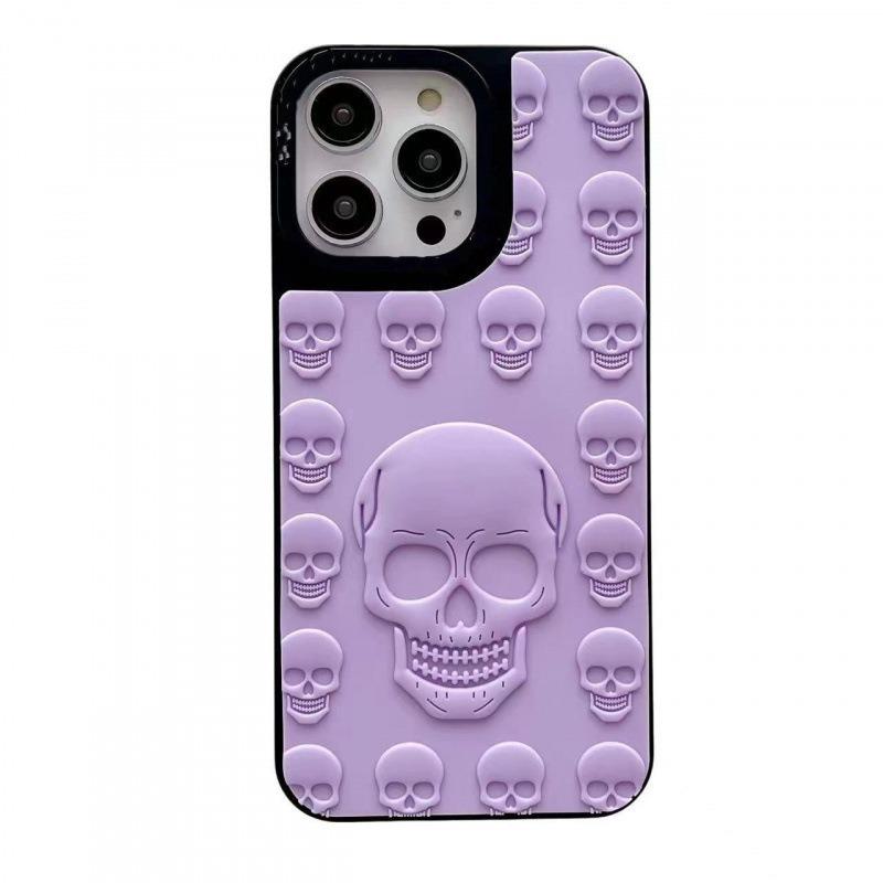 3D Cartoon Skull Silicone Case for Apple 15 Pro - Full Coverage Protective Skin