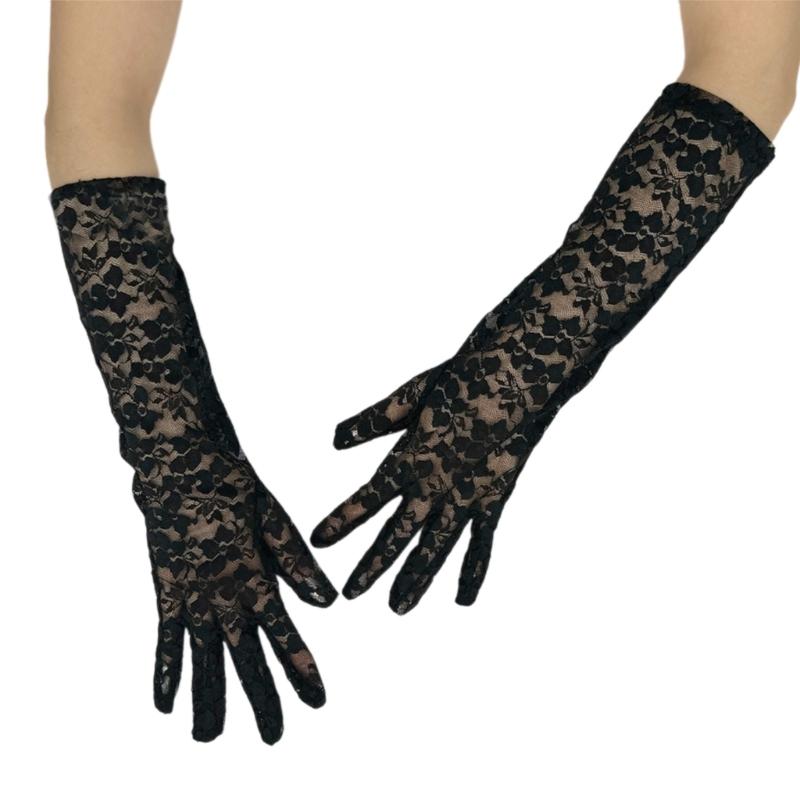 

Белые Перчатки для Женщин и Девочек на Тематическую Вечеринку Удобные в Носке Эластичные Кружевные Перчатки для Ночного Клуба чёрный