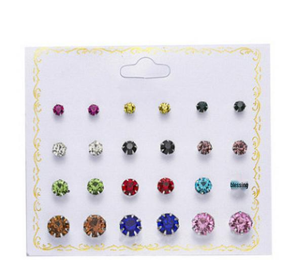 

Zircon Pearl & Flower Stud Earrings Set - 12 Pairs