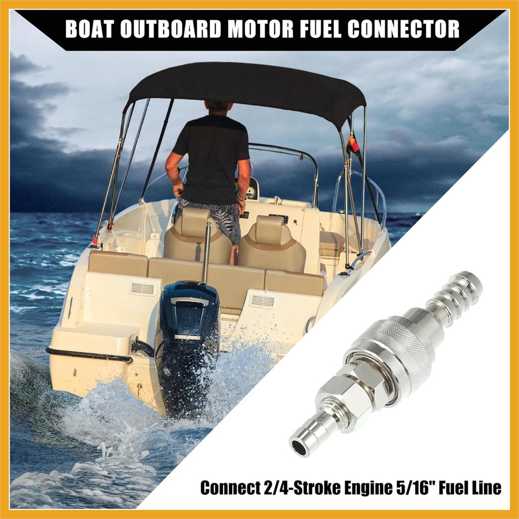 5/16" Boat Fuel Connector Male Female and Locking Nut for Tohatsu for Nissan 2/4-Stroke Outboard/Marine Boat Motor Fuel Tank Connector/Stainless