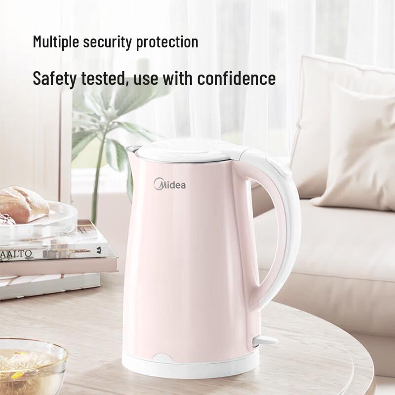 Midea 1.7L Double-Layer Anti-Scald Electric Kettle CN plug (adapter included)