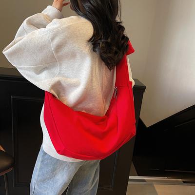 Bolsa de Lona Casual Leve para Mulheres Grande Capacidade Alça de Ombro Larga Moda Bolsa de Ombro Transversal