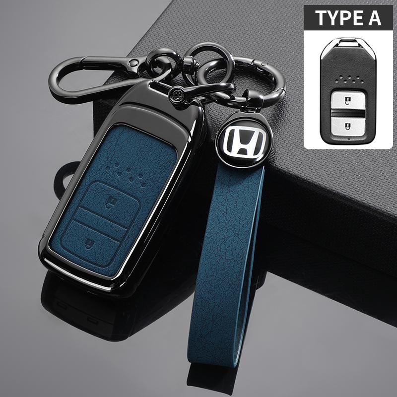 

Leather Alloy Car Key Case Cover Protection Shell For Honda Vezel City Civic Jazz BRV BR-V HRV Pilot Odyssey Keyless Accessories