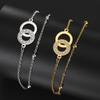 Hollow Round Double Hole Interlocking Zircon Bracelet Jewelry Gift for Women