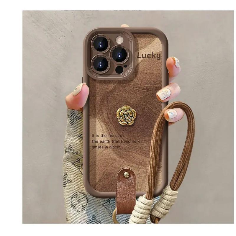 

Роскошный чехол для телефона с цветами премиум-класса, подходящий для чехла iPhone16promax и 15plus с ремешком Redmi NOTE9PRO