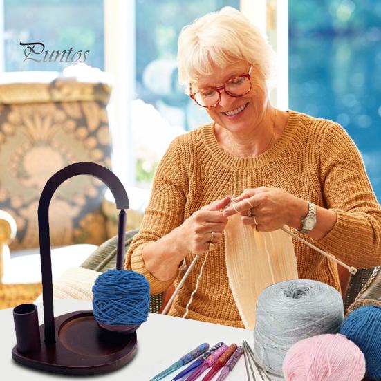 Wooden Yarn Holder Rotating Yarn Ball Dispenser Stand for Crocheting Knitting Yarn Organizer Spinner for Knitting Lovers Grandma Mom