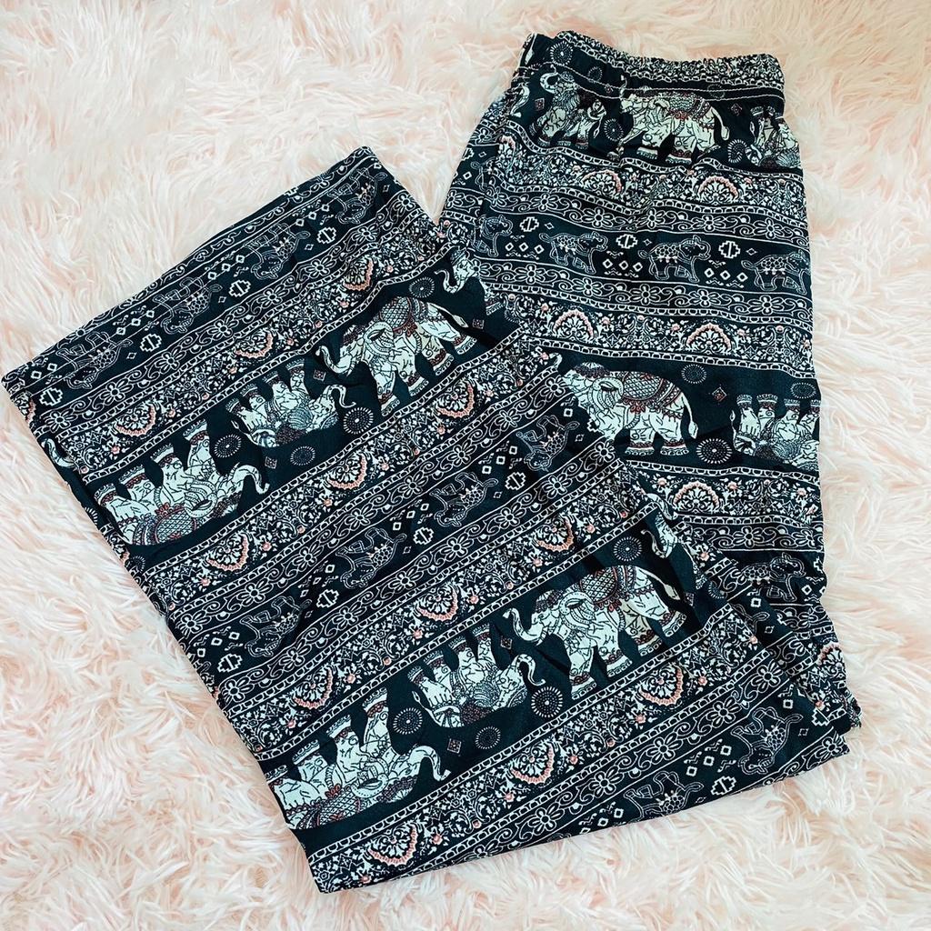 Elephant Pants Men Women Unisex elastic waist Summer Beach Thailand Thin Straight Trousers Casual Streetwear Clothing Fashion