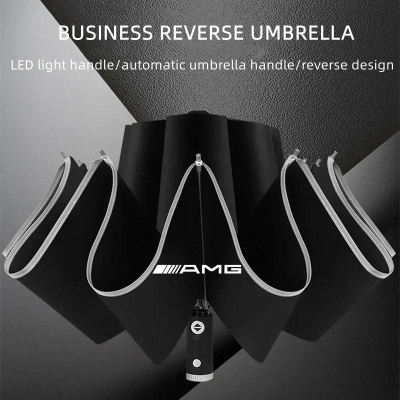 Automatic Reflective Stripe Reverse Led Light 10 Ribs Windproof Umbrellas For Mercedes Benz AMG W212 W204 W211W168 W213 W205 NK9
