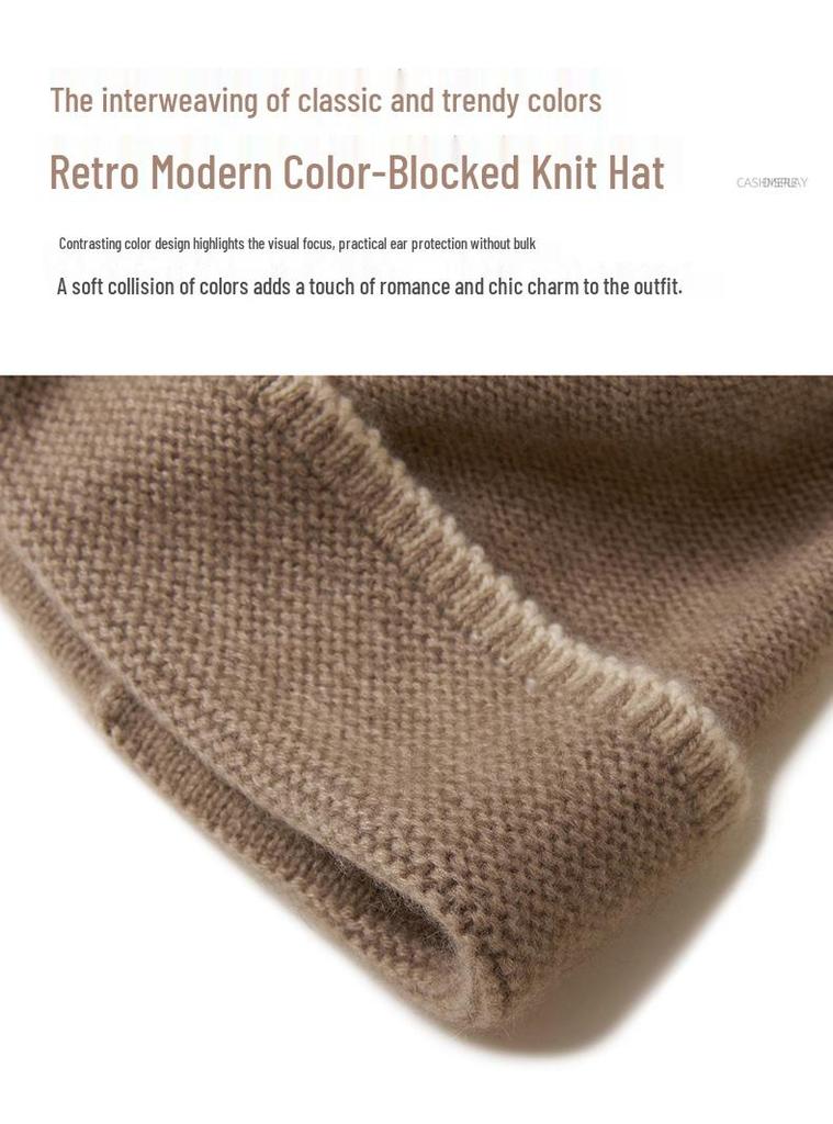 Unisex 100% Pure Cashmere Beanie with Ear Protection - Autumn/Winter Casual Knit Hat