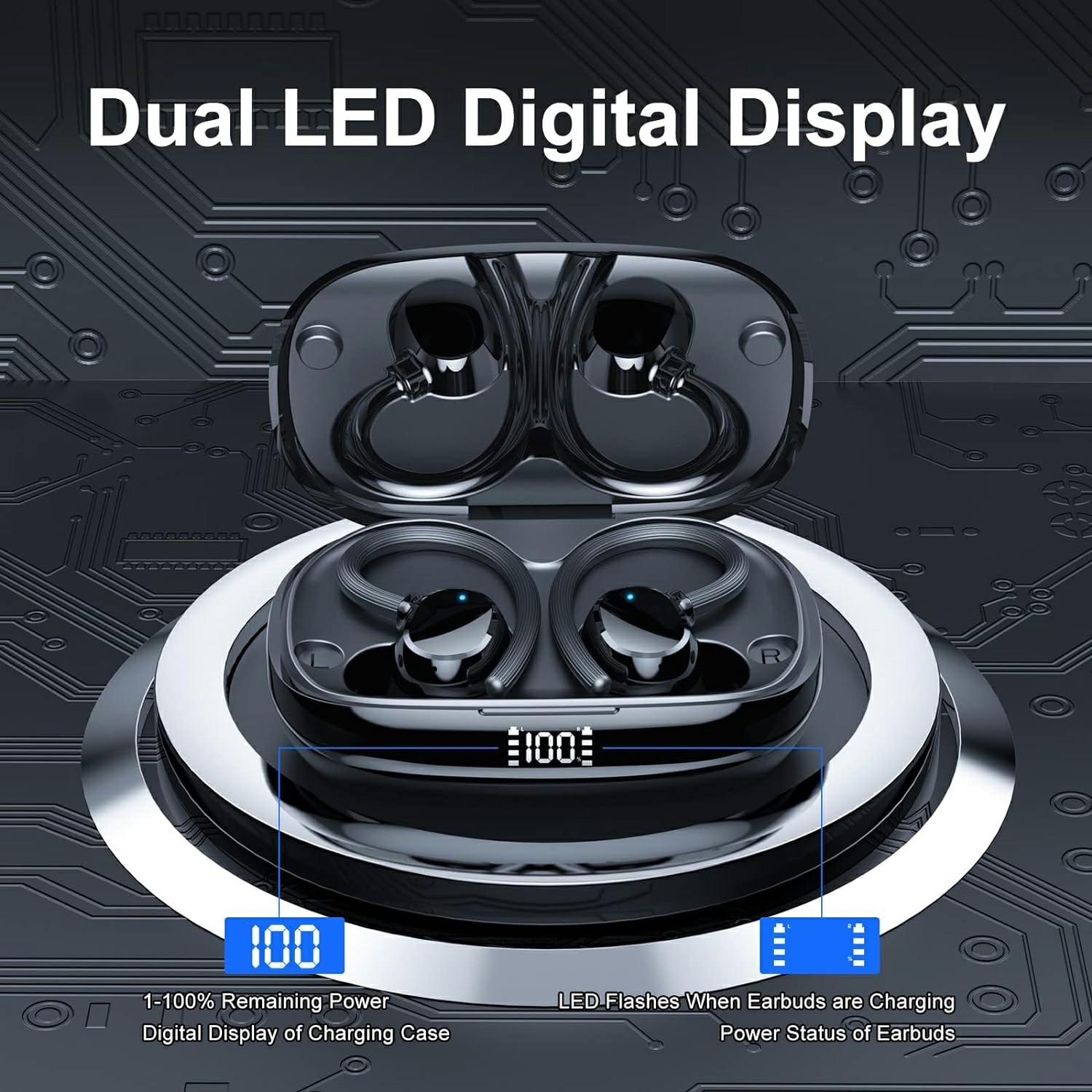 

Q61 1 Pair In-Ear Sports Earbuds Digital Display Bluetooth-Compatible Headphones HIFI Sound Earphones Black