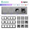 BSEED Zigbee Smart Mechanical Button Switches Function Parts Tuya Alexa Control EU Socket Parts Glass Panels DIY Accessories