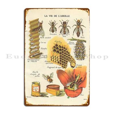 French Honey Poster Food Wall Art Honey Bee Metal Plaque Cinema Club Pub Vintage Designs Tin Sign Poster