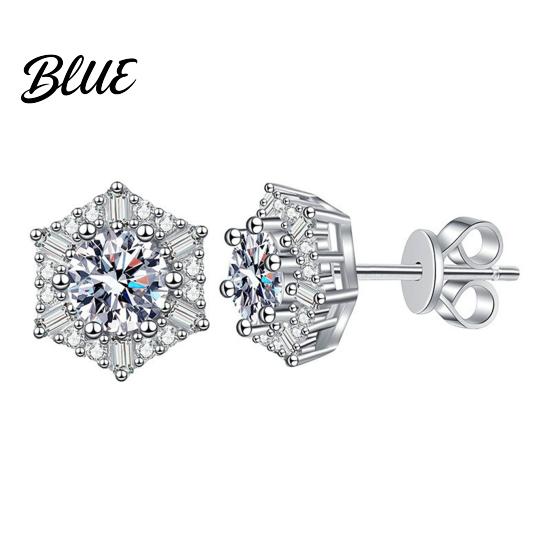 Daily Wear Earrings 1 Pair Stud Hexagonal White Cubic Zirconia
