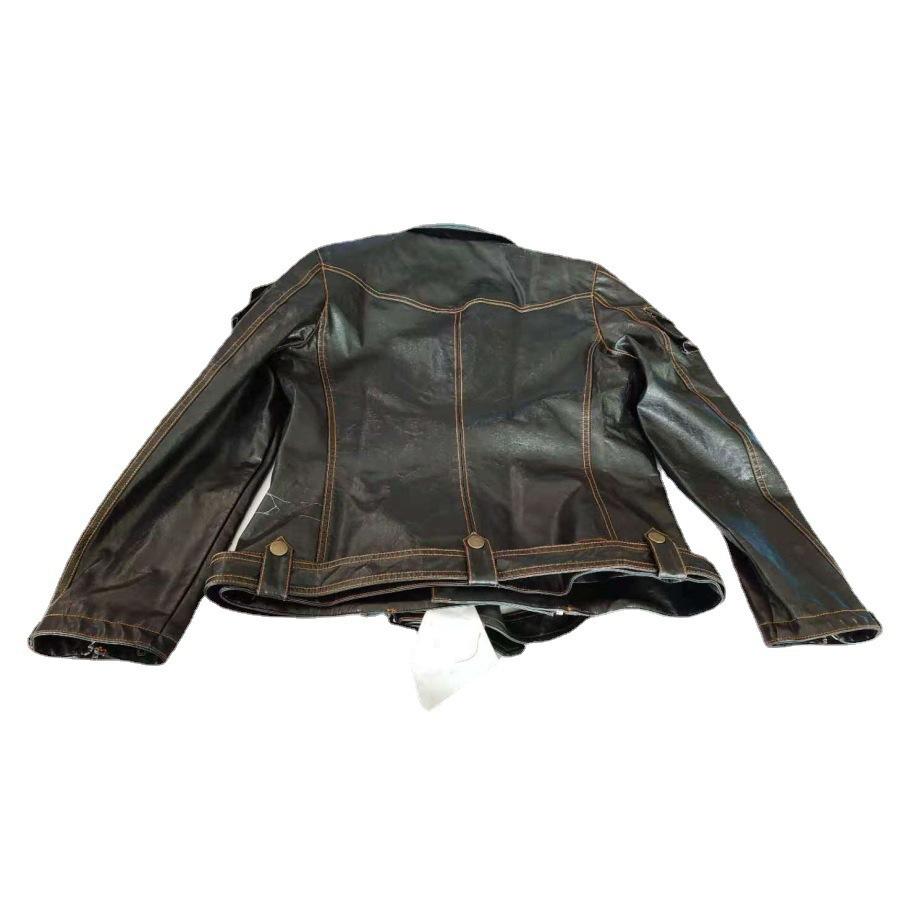 Pánský Vintage Kožený Pánský Vícekapesní Osobnostní Kožený Kabát Bunda