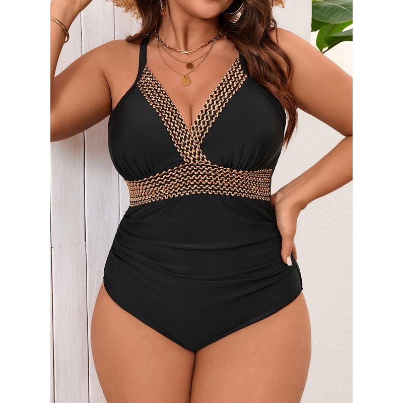 

2026 Большой размер Женские купальники бикини с высокой талией, Женская купальная одежда и одежда 0XL чёрный