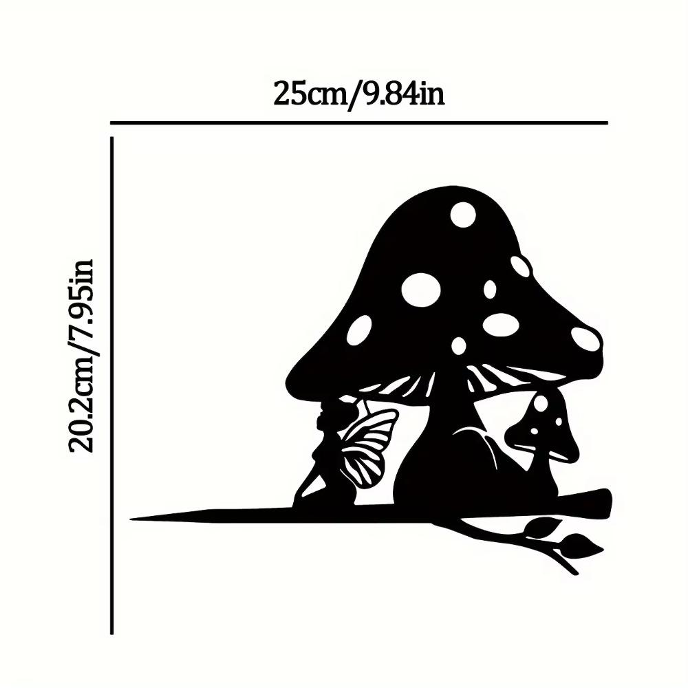 Bezaubernde Pilzelfe Metall Wandkunst - Eisen Silhouette Gartenstecker für Outdoor Heimdeko, Hof, Terrasse und Garten