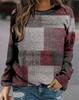 1116 Autumn and Winter Casual Europe Station Plaid Loose Printing Long Sleeve Crew Neck Sweater Women's Clothing
