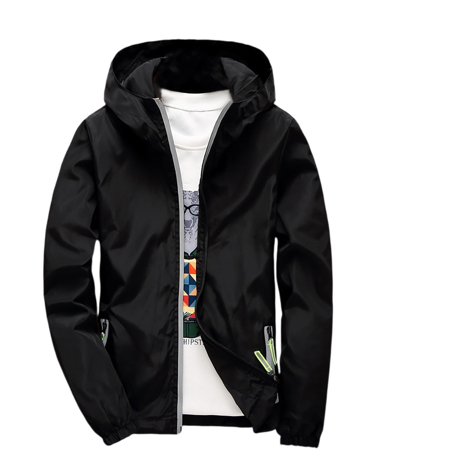 

Мужская летняя легкая и однотонная уличная свободная одежда большого размера, защищающая от солнца, водонепроницаемая ветровка L чёрный