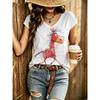 Sommer Buntes Tier 3D Muster Kurzarm T-Shirt Modisches Bequemes Oversized Atmungsaktives Damen V-Ausschnitt T-Shirt