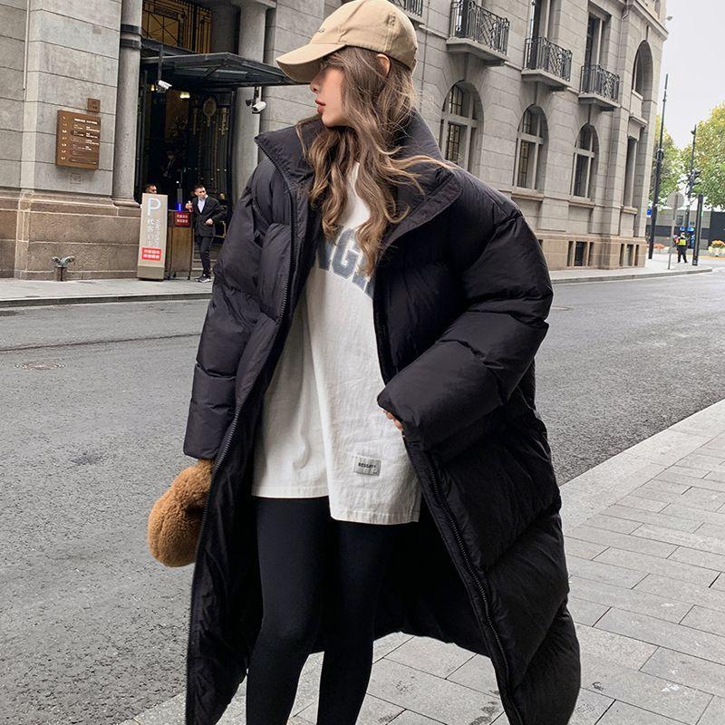 Winter Korean version thick down cotton jacket women's loose jacket over the knee cotton jacket medium long cotton jacket