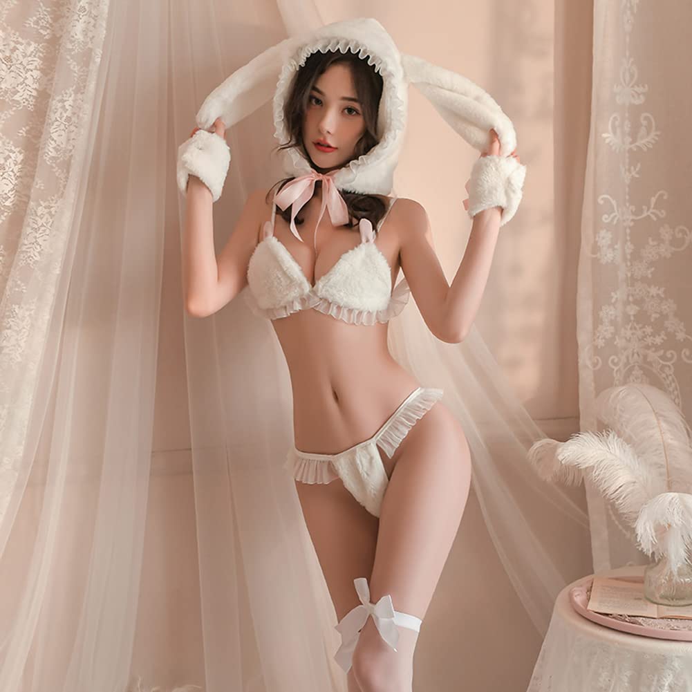 Rabbit Bikini Rabbit Ear Ribbon Rabbit Costume [Baioretto] Cosplay, Sexy, Extreme, Cute, Three-piece Fluffy, White, Cosplay, Style, Moe, Hat,