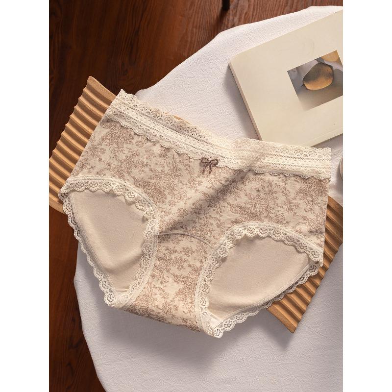 

Женские новые кружевные хлопковые бактериостатические трусы-слипы треугольной формы со средней посадкой и удлиненной ластовицей для весны и осени XXL кофейный