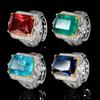 Jewelry Copper Bottom Gold-Plated Retro Simulation Corundum Square Ring Heroine Stone 13 * 18