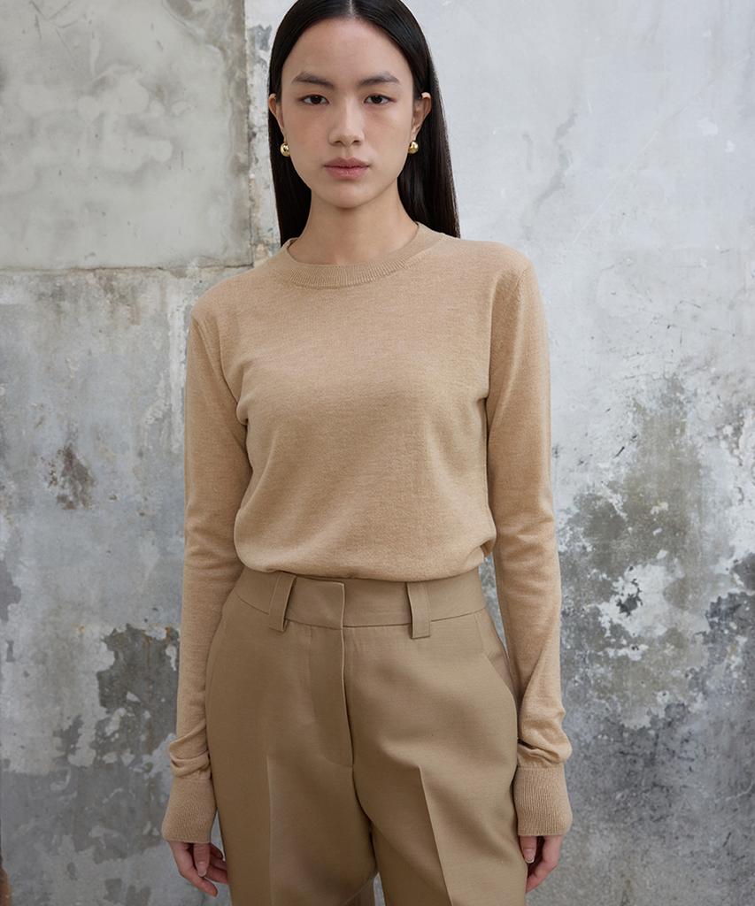 THE BOONDOCK SAINTS Round Neck Wool Kint Top Natural Beige