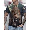 Men's T-shirt Men's Fashion Leopard Print Animal Print Casual Short Sleeved Round Neck T-shirt Loose Top