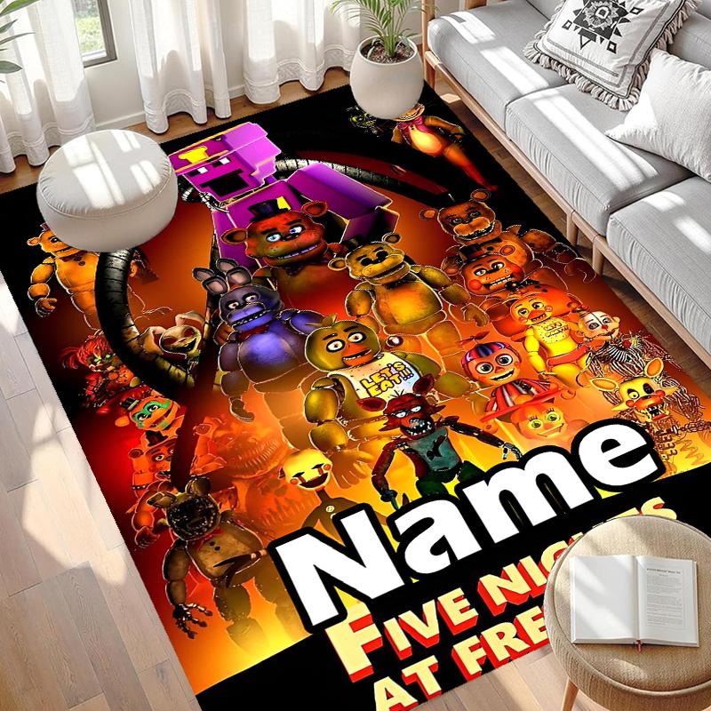 Custom Name Personalized Five Nights At Freddy's Print Carpet, Versatile Home Decor Rug, for Playroom, Apartment, Balcony, Entryway, Hallway Gift