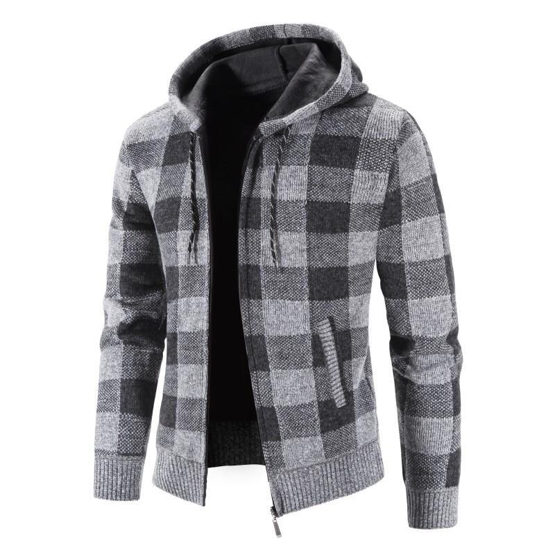 Men's Thick Knit Cardigan: Stand Collar, Plus Velvet, Casual and Loose Fit Sweater for Youth