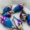10Pcs, Natural Dyed Conch Shell Zinc Alloy Golden Rim Pendant Charms for Jewelry Making DIY Necklace Accessories, Summer Holiday Gifts for Men Women